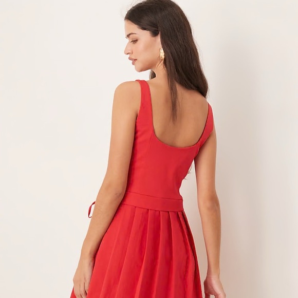 NWT! ASOS Scoop-neck Mini Dress with wrap pleat hem in Red - Picture 2 of 14